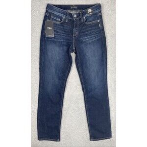 Silver Suki Jeans Womens 30x29 Blue Curvy Fit Mid Rise Straight Leg Dark Wash